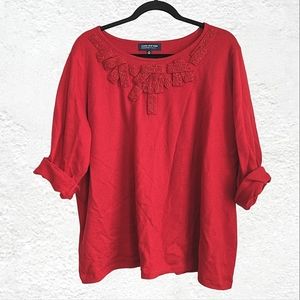 Jones New York red beaded top 3X